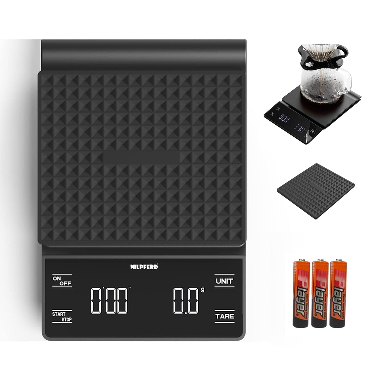 Digitale Kaffeewaage mit Timer und LED-Touchscreen