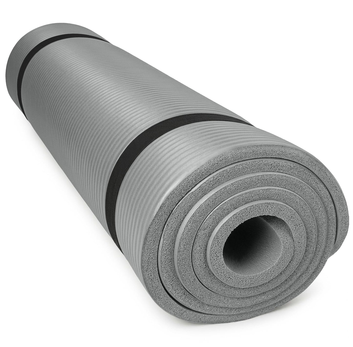 Komfort-Gymnastikmatte mit Tragegurt, Urban Grey 185 x 60 x 1.5 cm