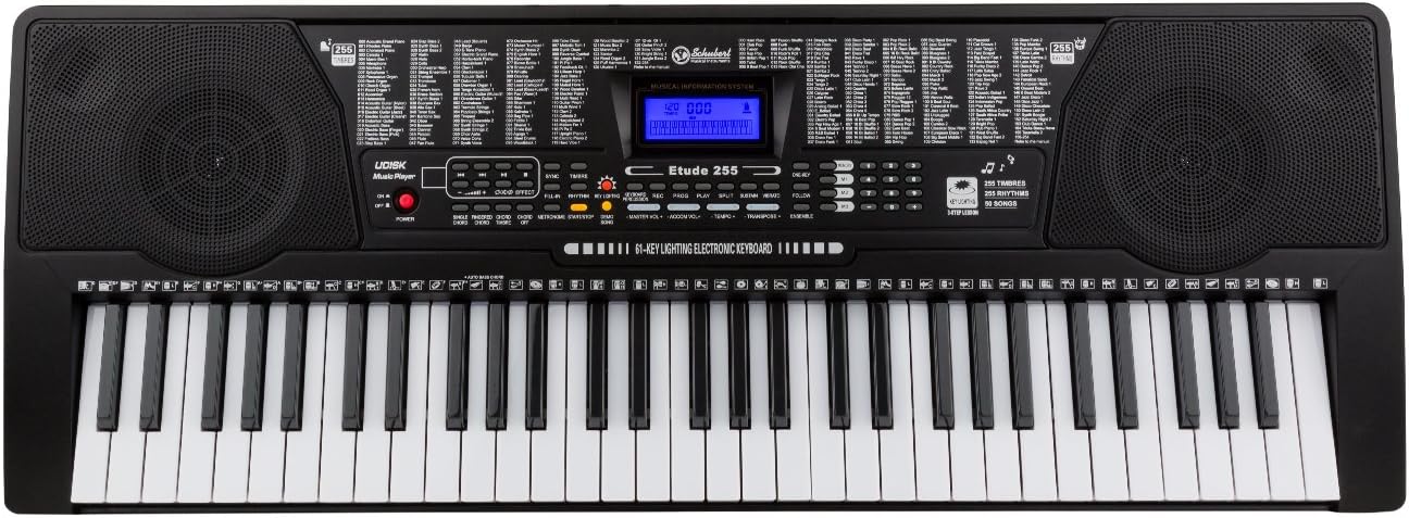 Keyboard mit Lern- und Aufnahmefunktionen, 255 Rhythmen mit USB Schwarz