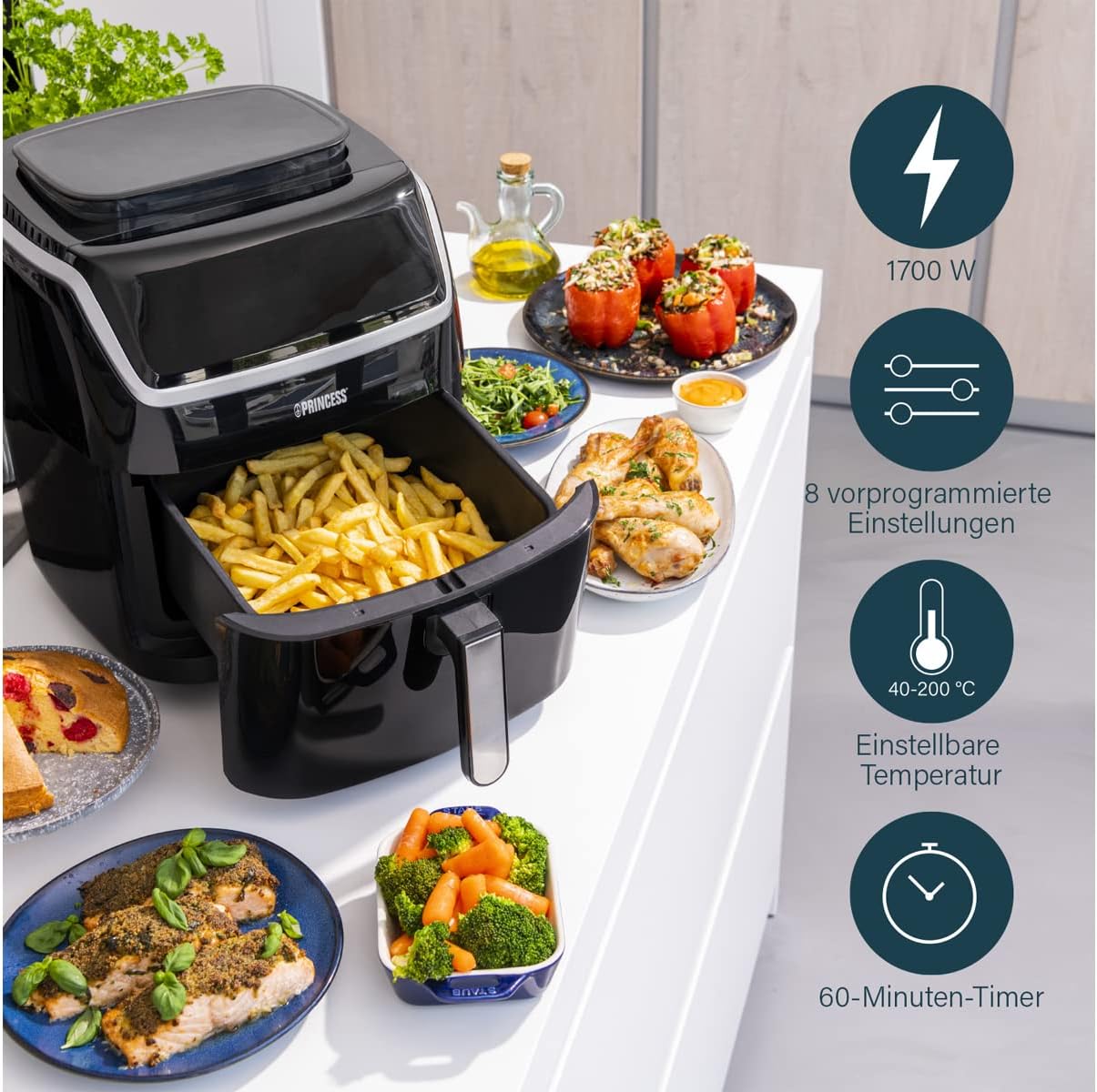 Dampf-Heissluftfritteuse 2-in-1, 6 L Ohne Zubehör-Set