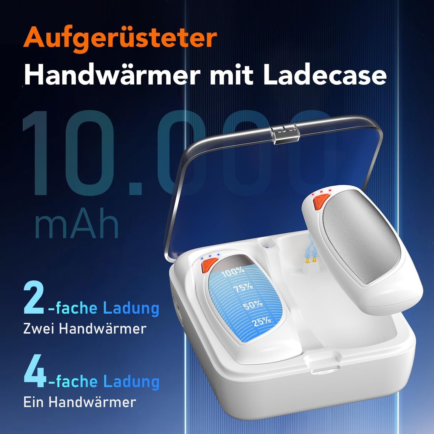 Elektrische Handwärmer mit Ladecase, Weiss