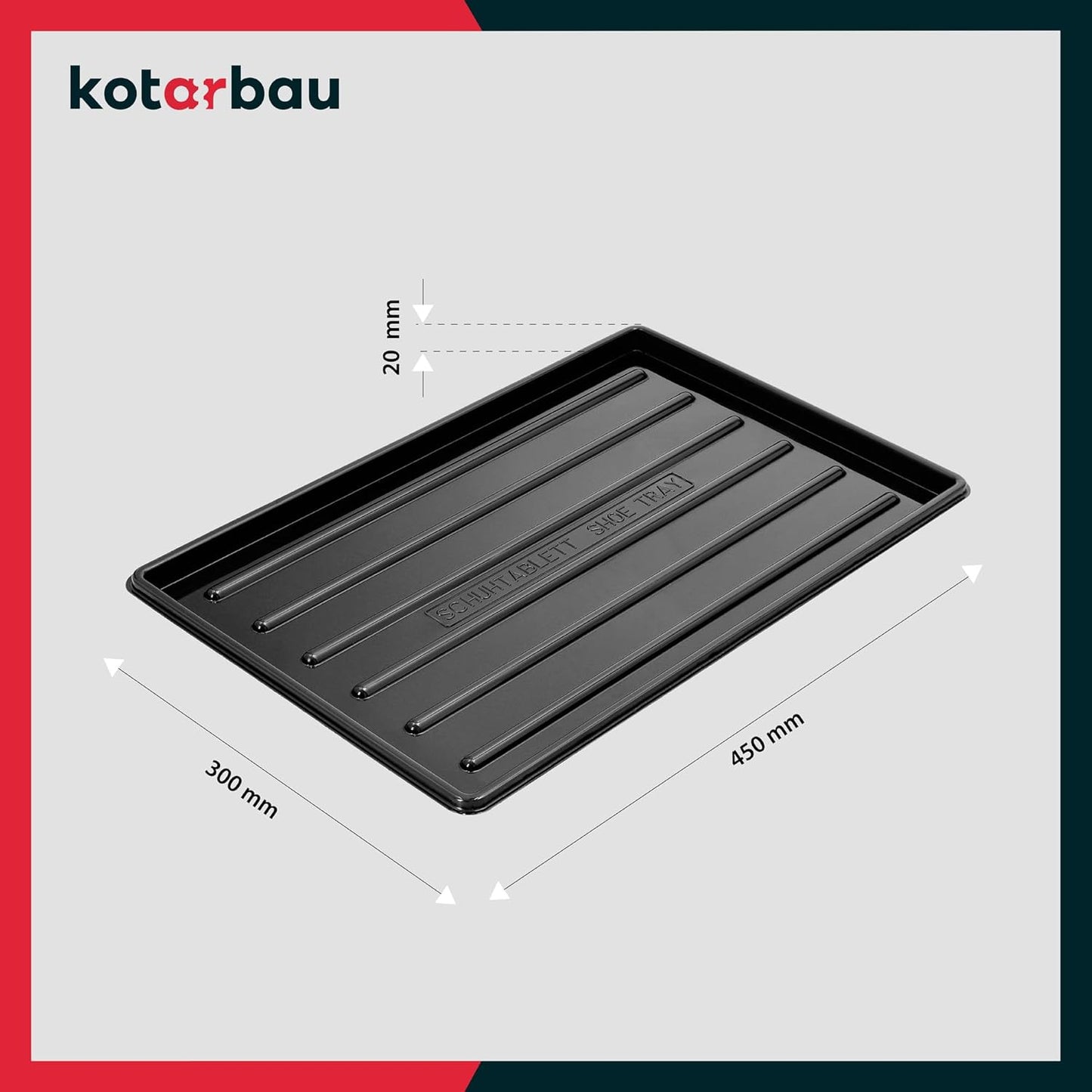 2er-Set Schuhabtropfschalen, 45x30 cm Schwarz