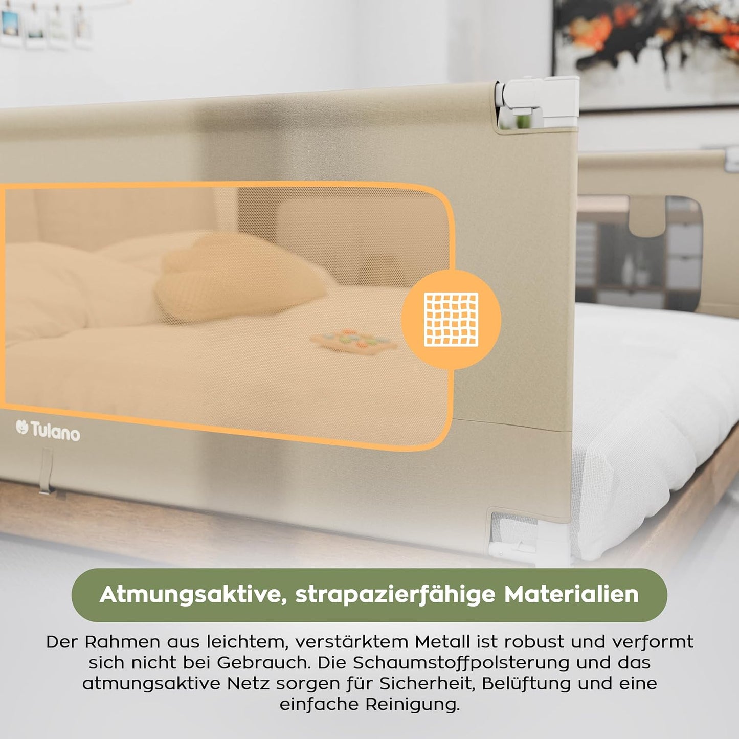 Bettschutzgitter Cover 46 mit Absenk- und Höhenverstellung, Beige
