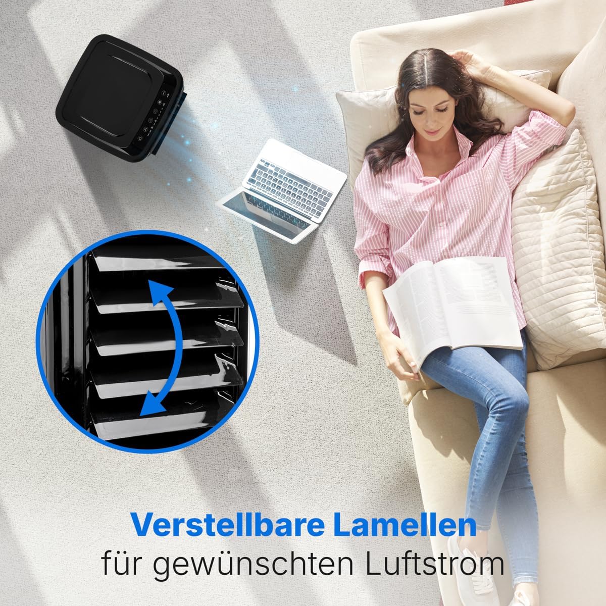 3in1 Luftkühler mit Timer & Fernbedienung, Schwarz