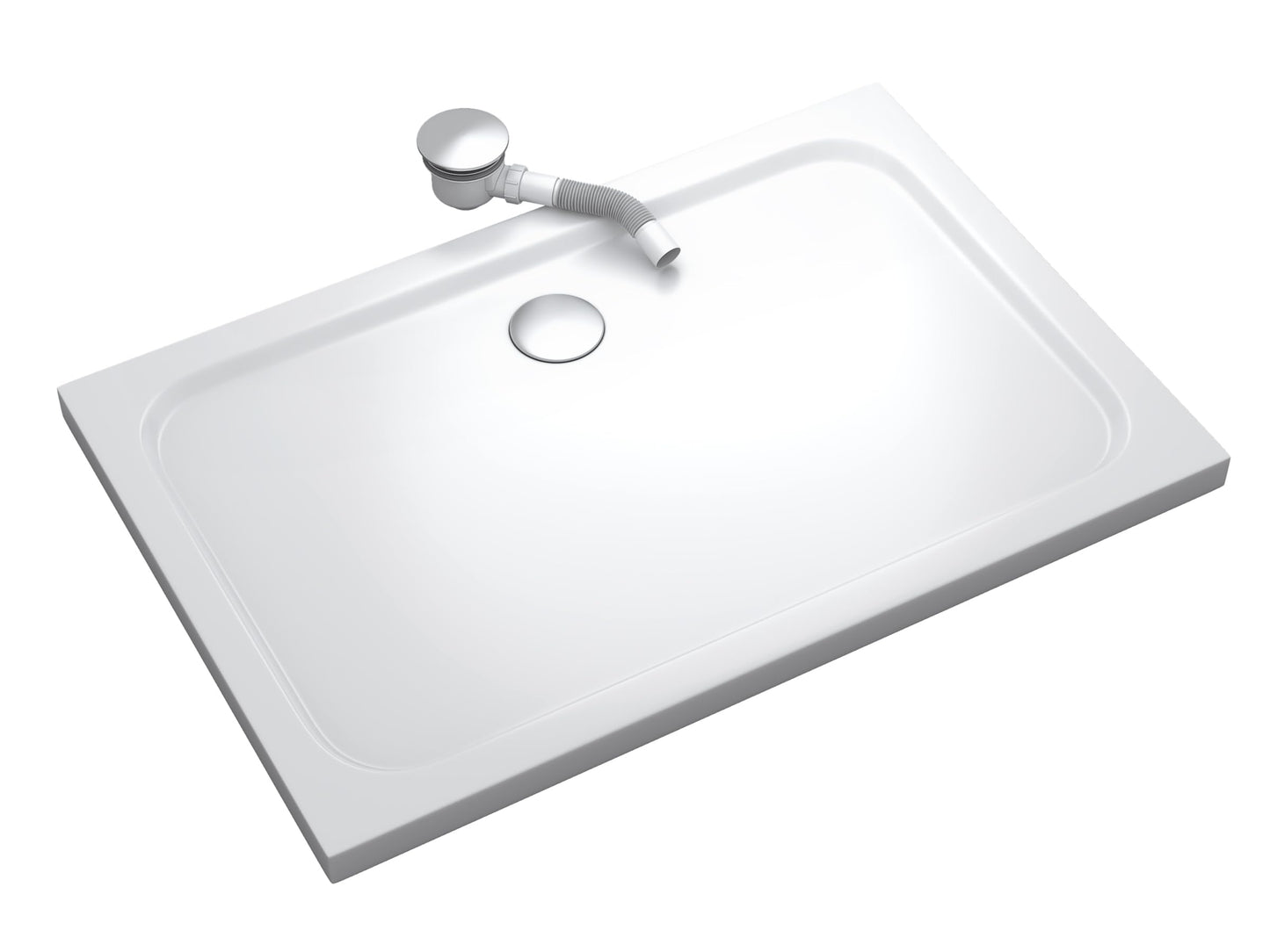 Extra flache Duschwanne Shimmer mit Siphon, 80x100 cm