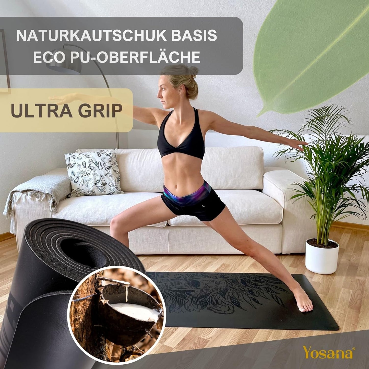 Yogamatte, Schwarz Löwe