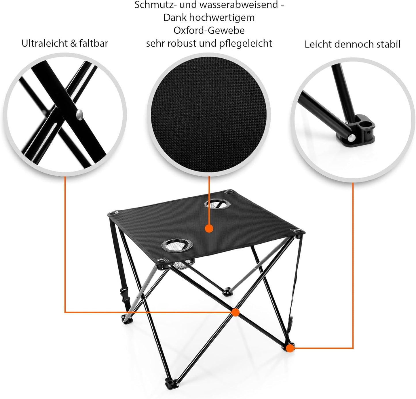 Campingstuhl & Campingtisch-Set, Schwarz