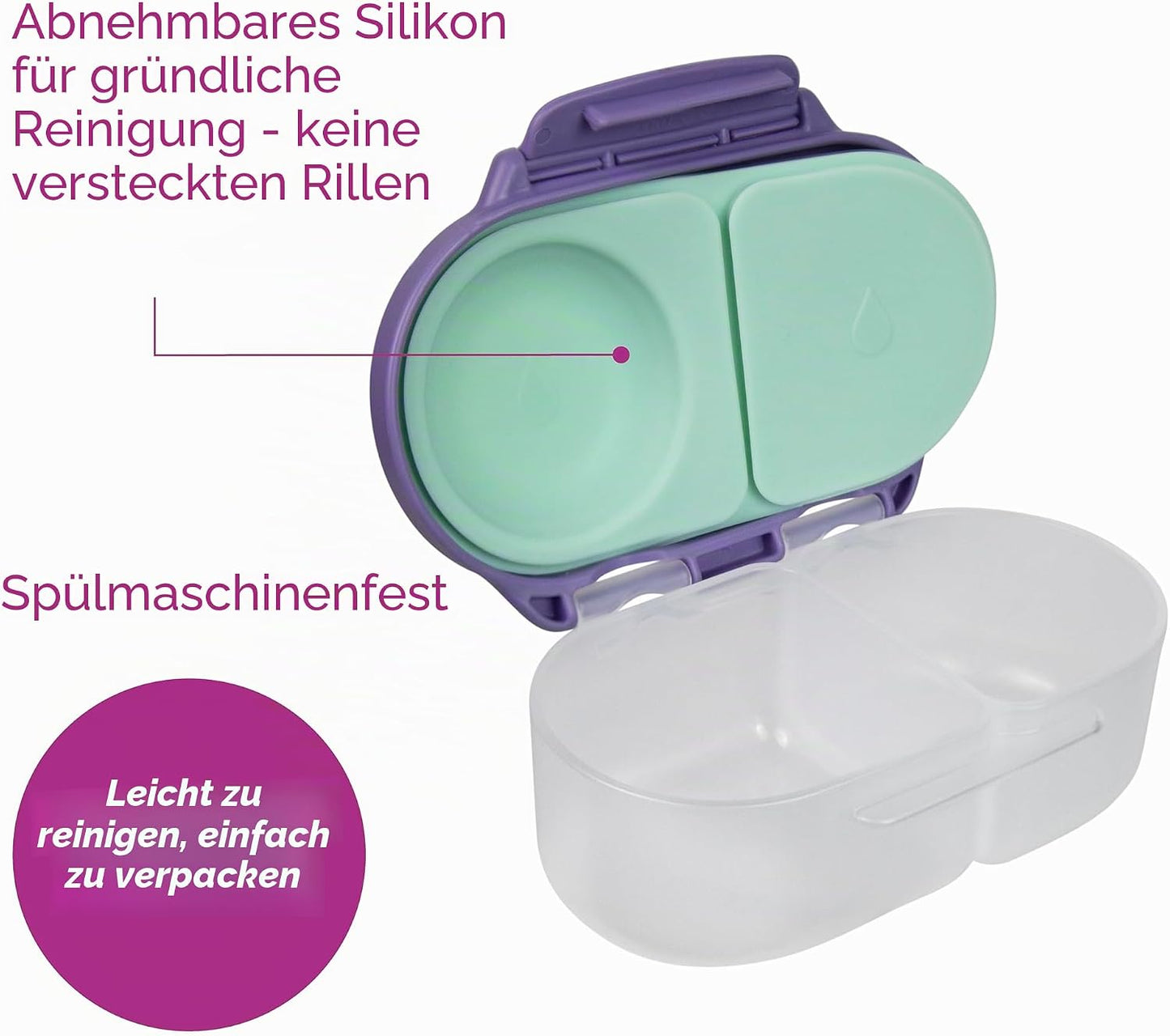 Bento-Snackbox Set, Strawberry Shake + Lilac Pop 2 Stück