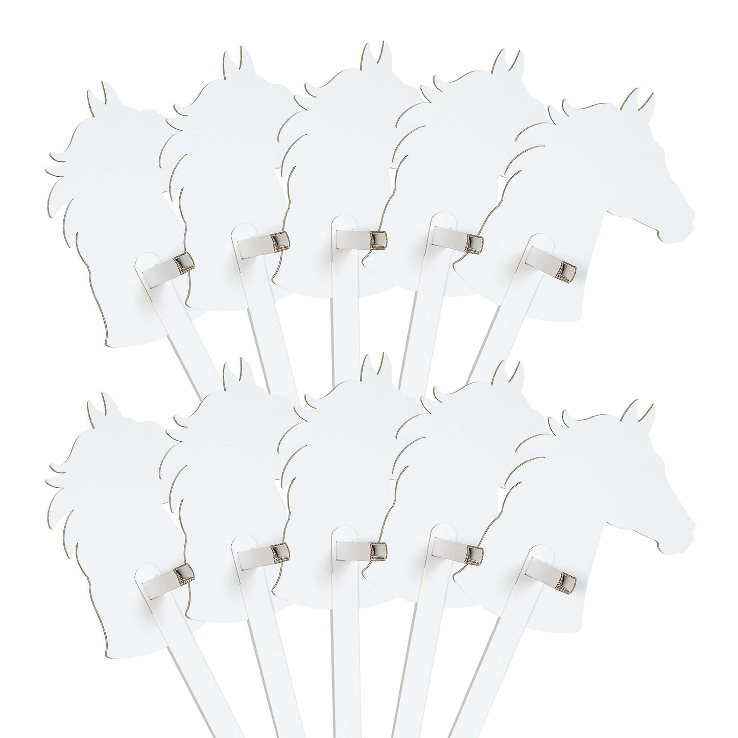 10er-Set Steckenpferde Bastelset zum Bemalen, 10er Set Pferd Weiss Zum Bemalen/Bekleben