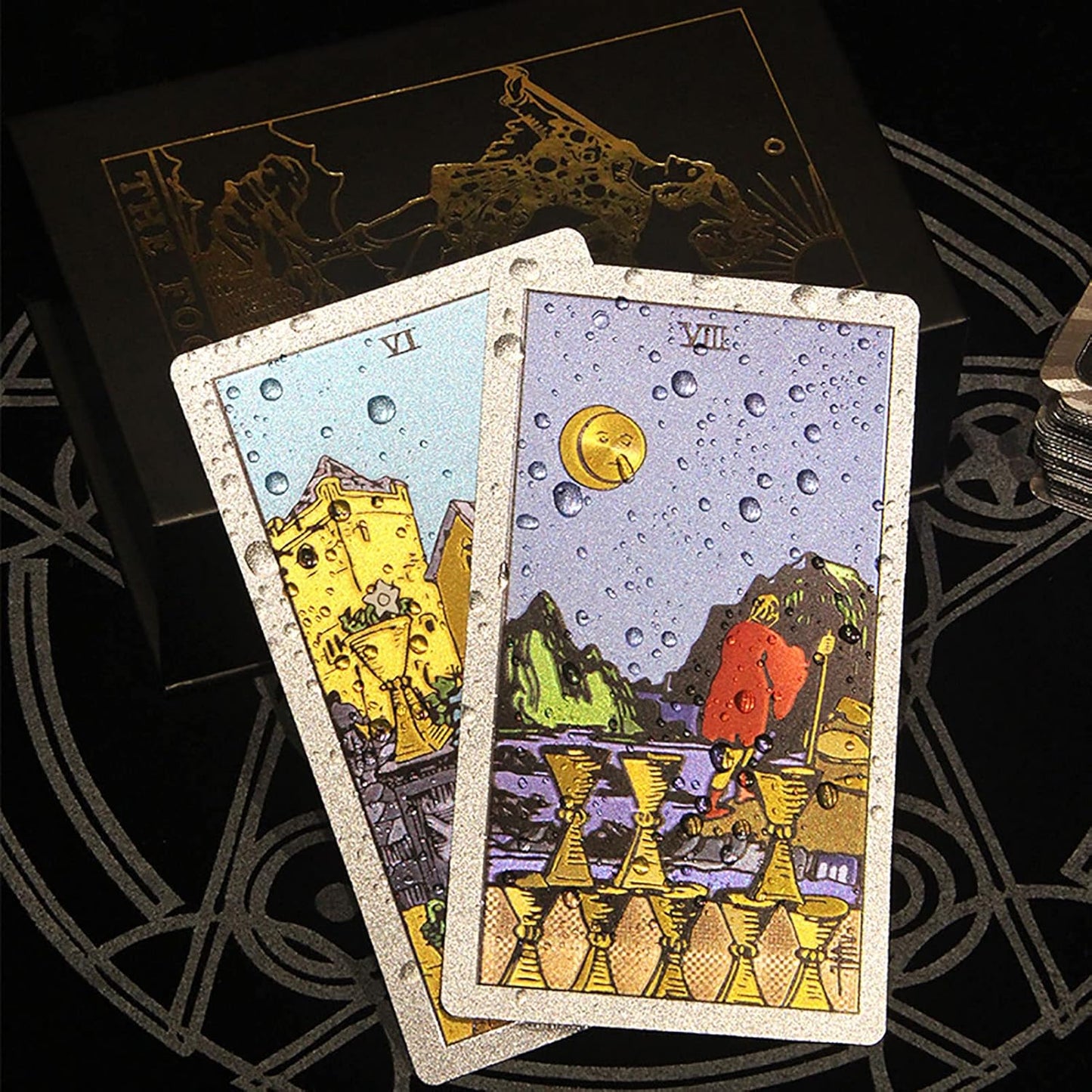 Tarotkarten-Set mit Anleitung für Anfänger, Silver Silber