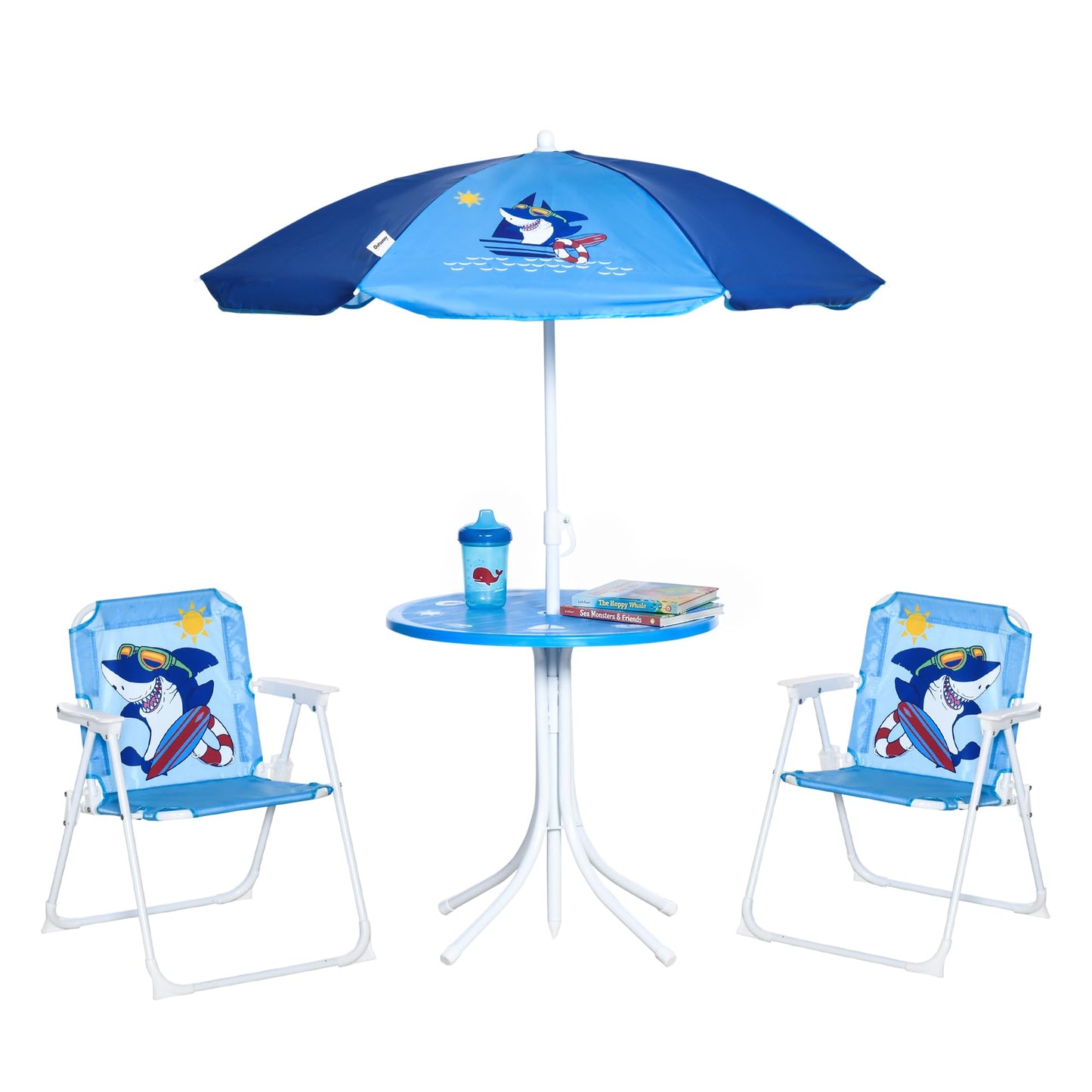 4-teilige Kindersitzgruppe mit Sonnenschirm, Blau
