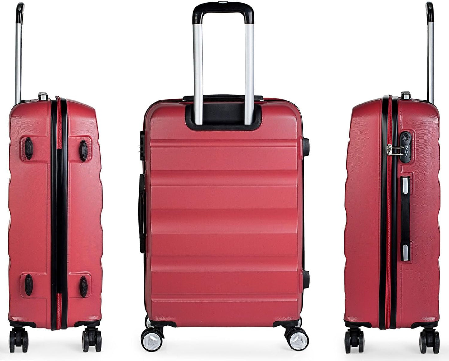 2-teiliges Hartschalen-Kofferset für Reisen, Coral Rot