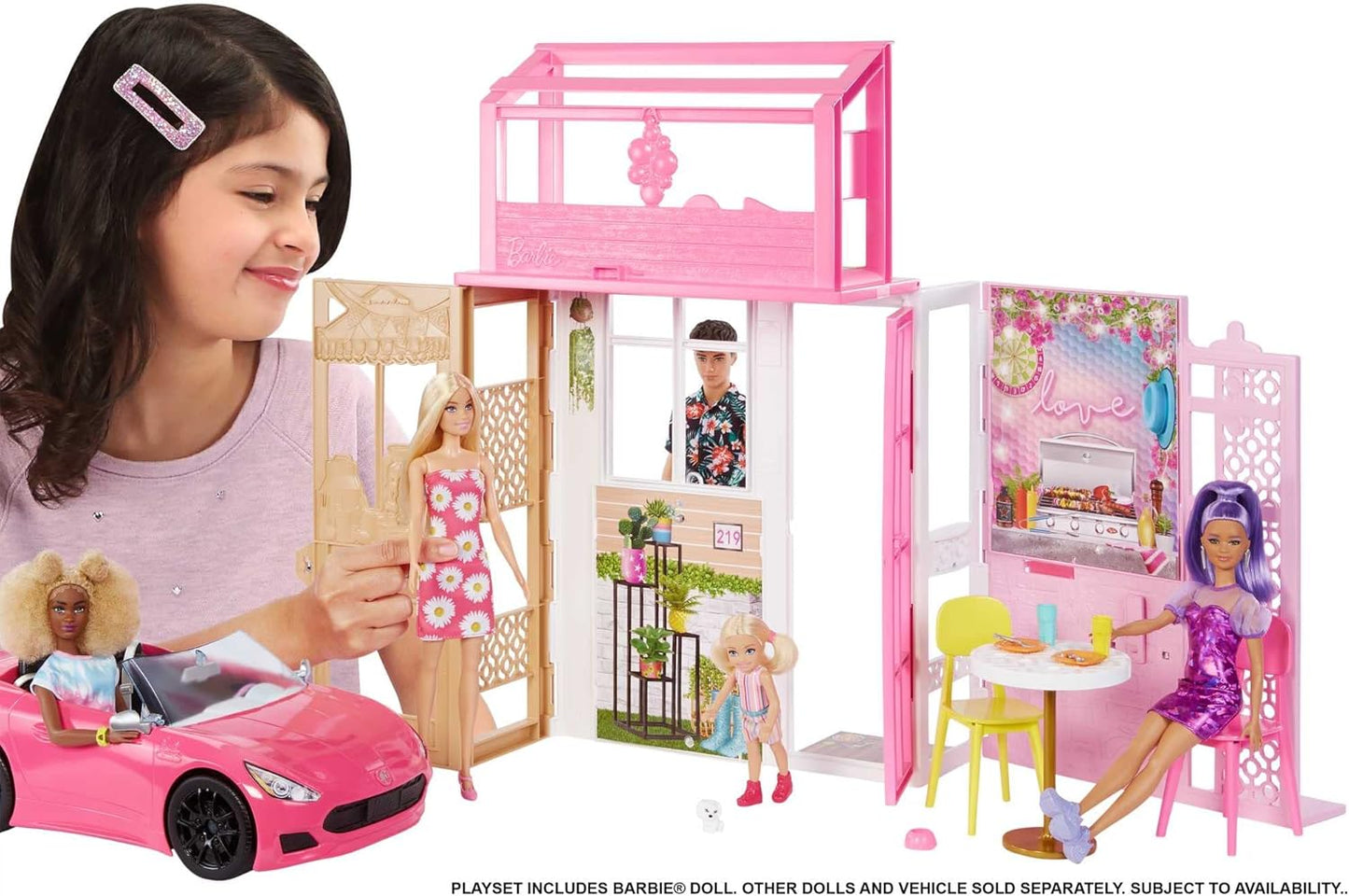 Puppenhaus mit drehbaren und klappbaren Spielbereichen, Barbie-Puppenhaus
