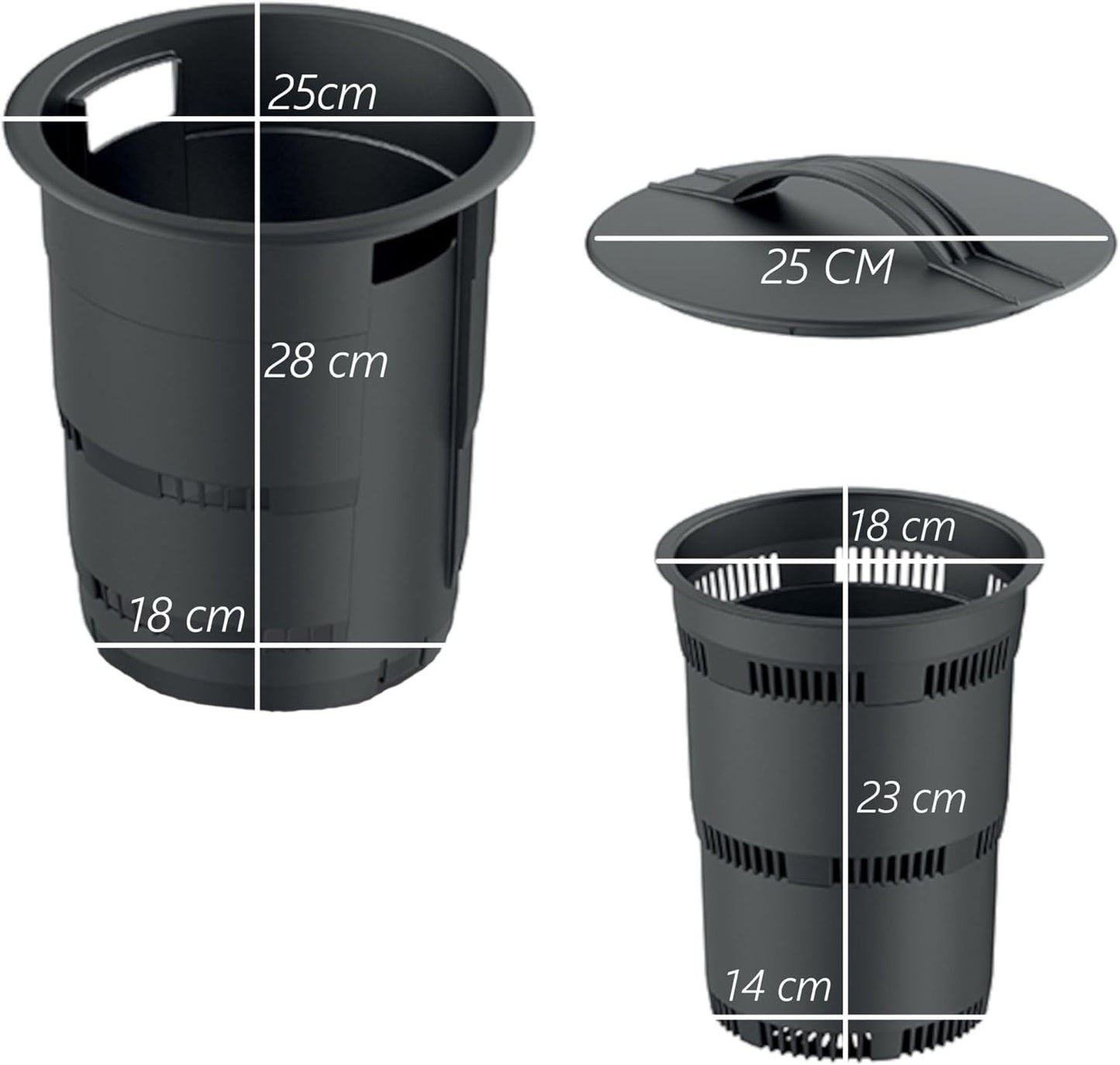 3er-Set Unterirdischer Komposteimer, 33 Liter