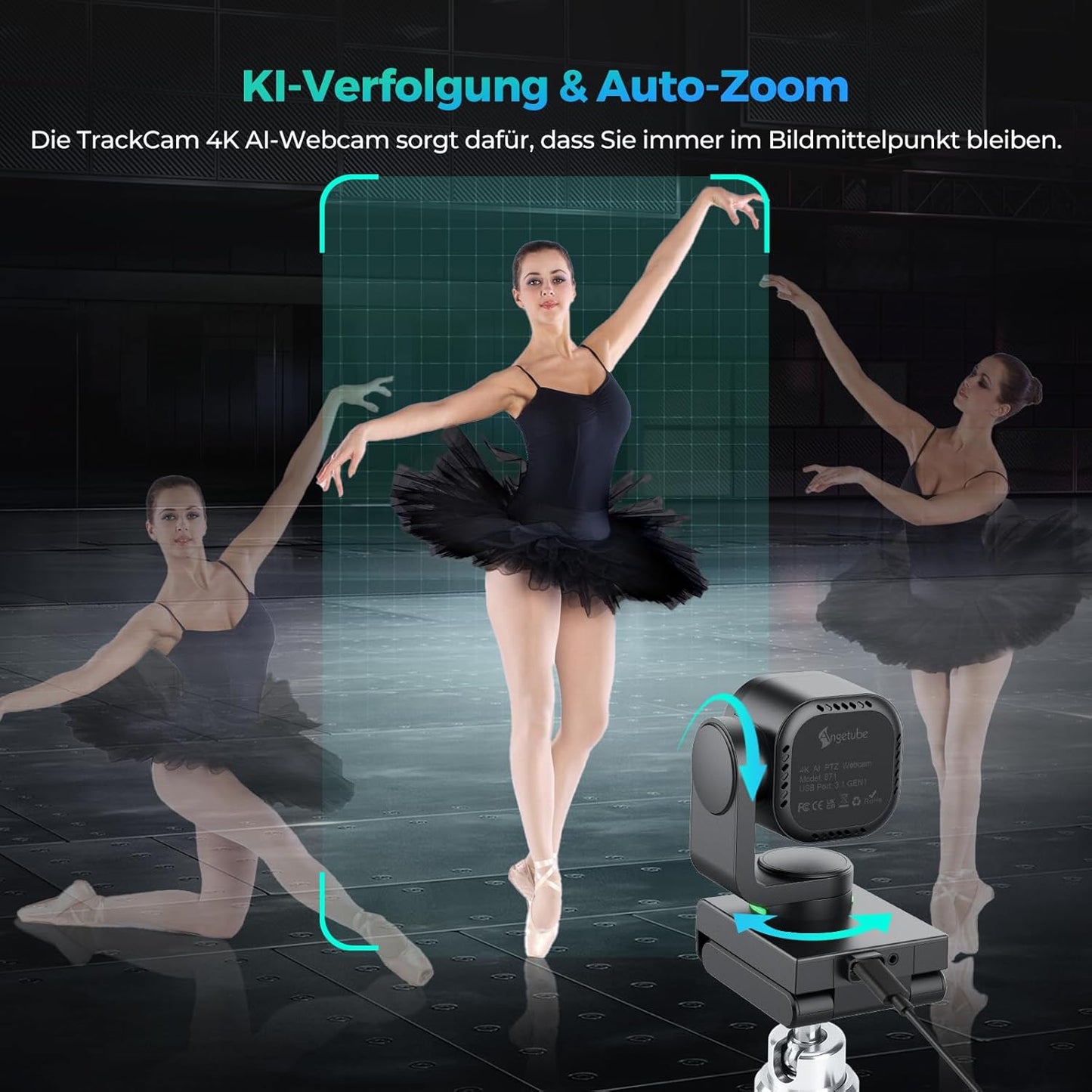 4K Webcam mit Gestensteuerung und AI-Tracking, 871