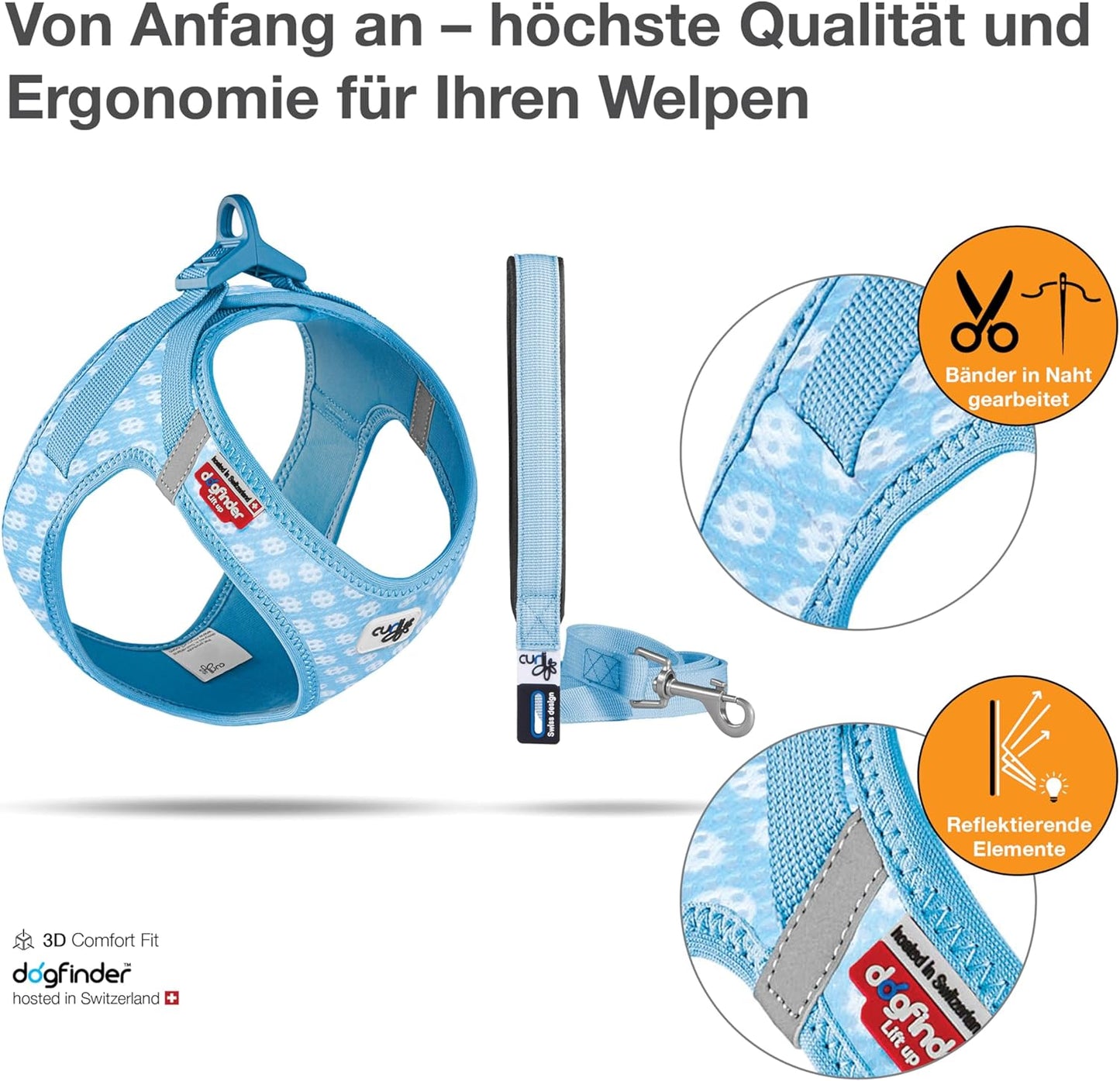 Hundegeschirr-Set für Welpen, M Skyblue-Circles