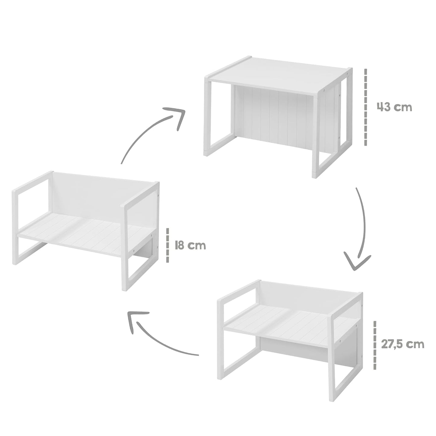 Kinder-Sitzbank im Landhausstil (Wendebank), Weiss Sitzbank