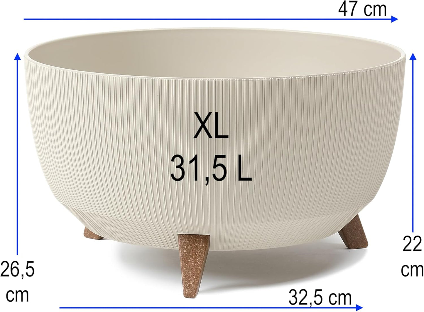 Pflanzschale mit Füssen, Baumwolle XL - 47 cm