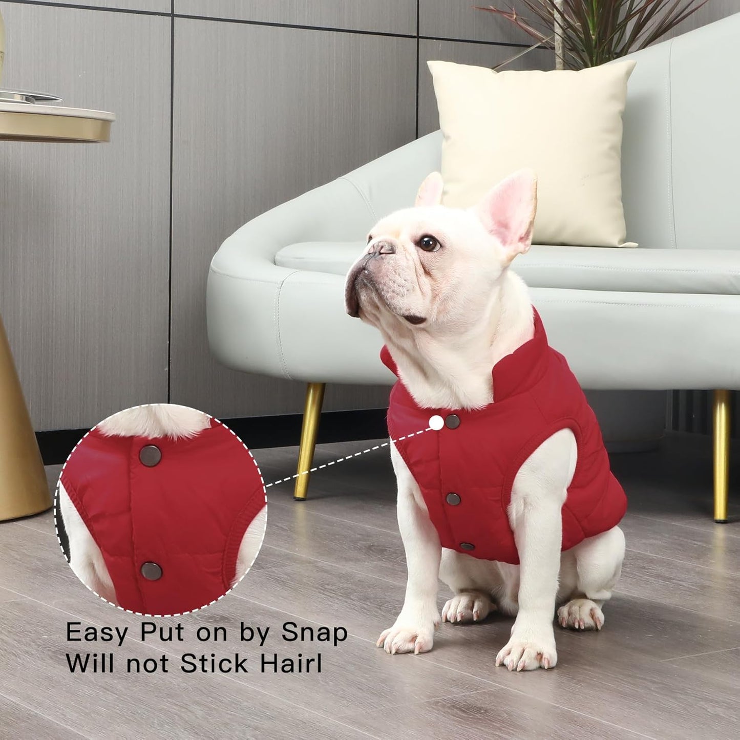 Mit Fleece gefütterte Hundejacke für kaltes Wetter, M Rot