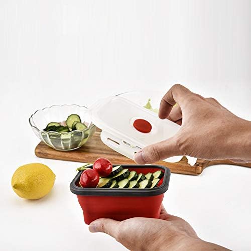Faltbares Food Container-Set, 4-teilig mit Deckel, Rot