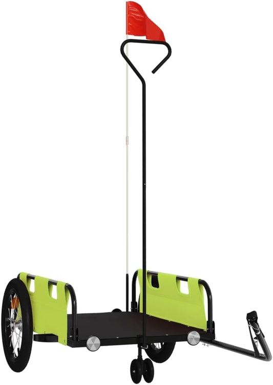 Fahrradanhänger Oxford-Gewebe und Eisen, Grün 124 x 64.5 x 36 cm
