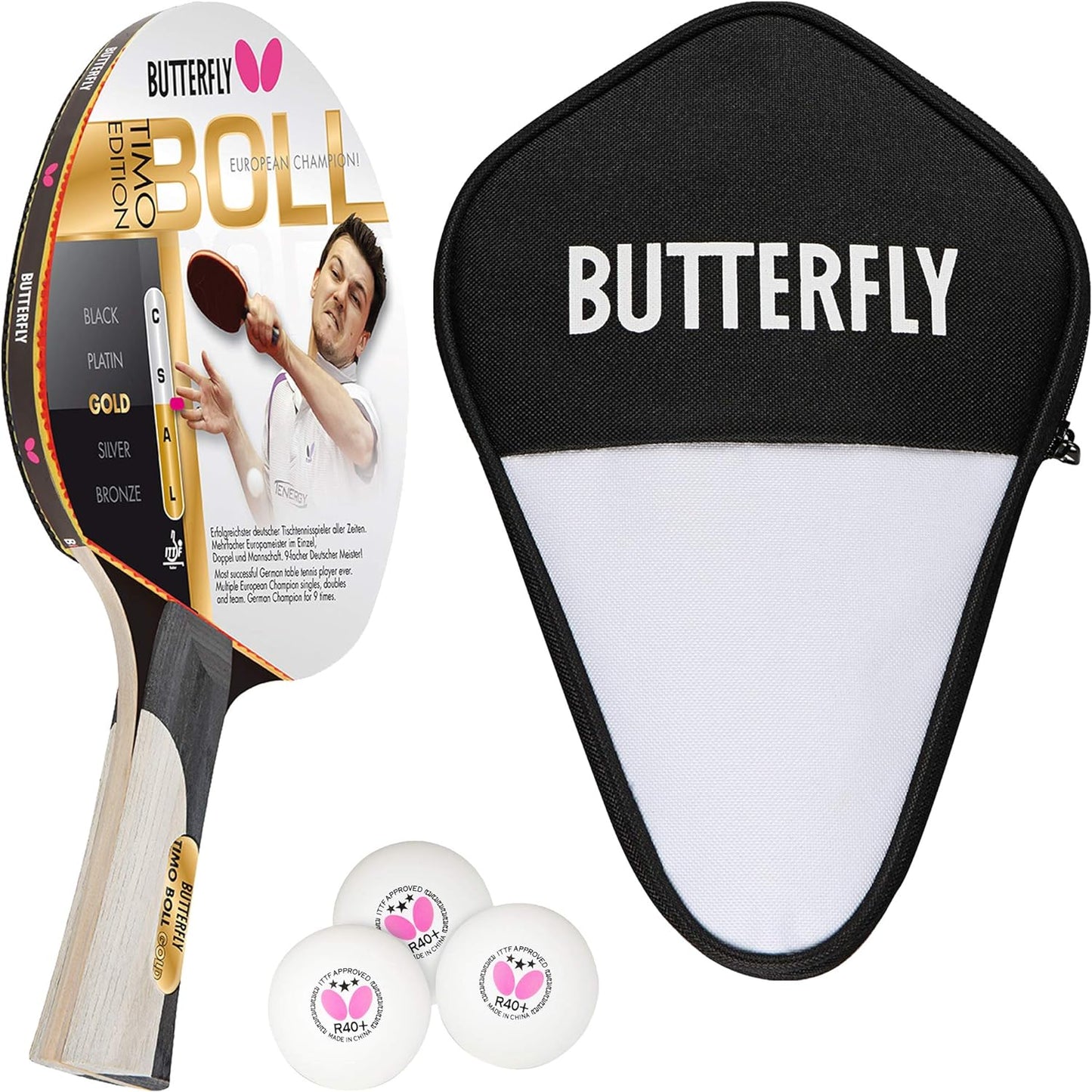 Timo Boll Gold 85020, Bundle mit CC1 und 3 Bälle