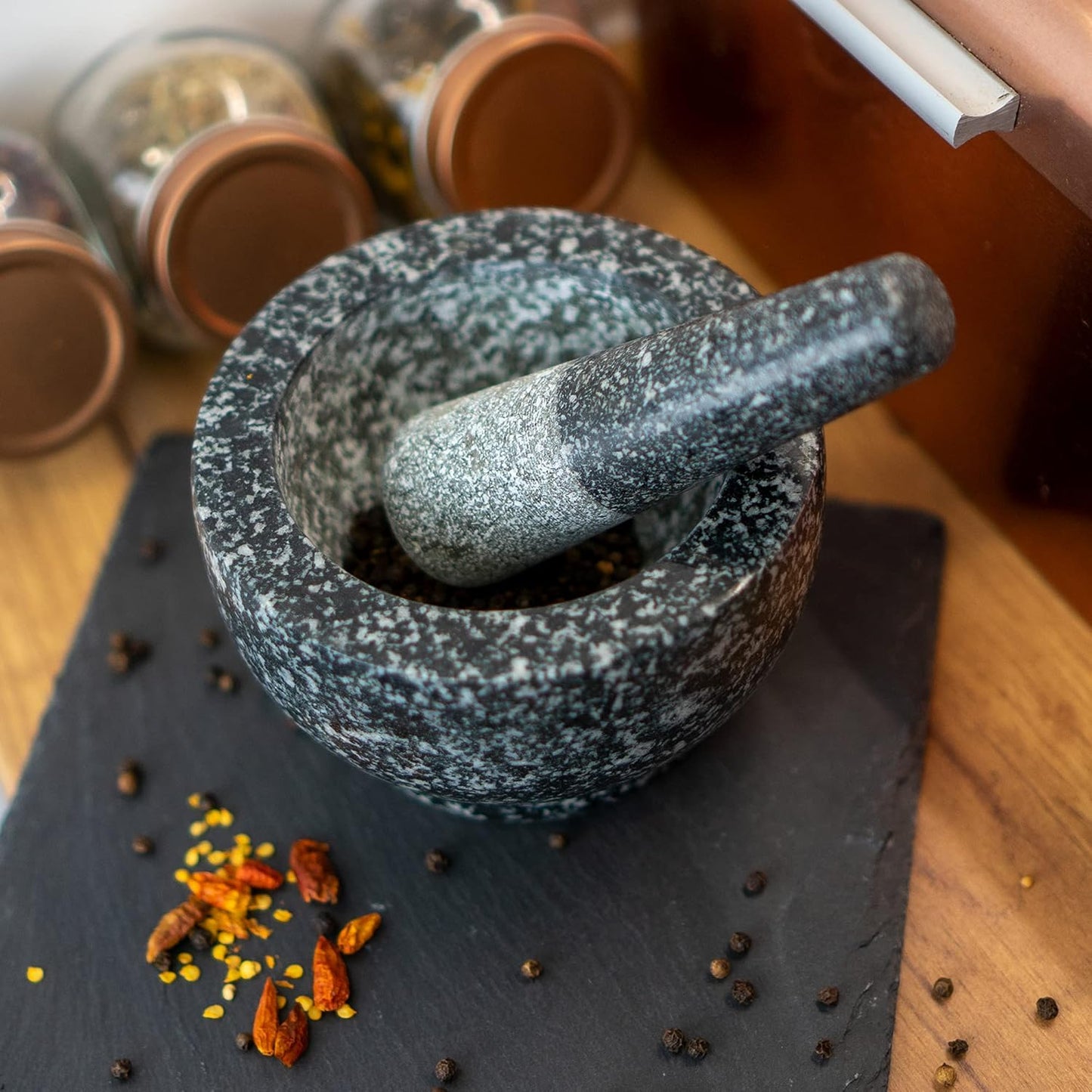Küchenmörser mit Stössel, Mörser Granit