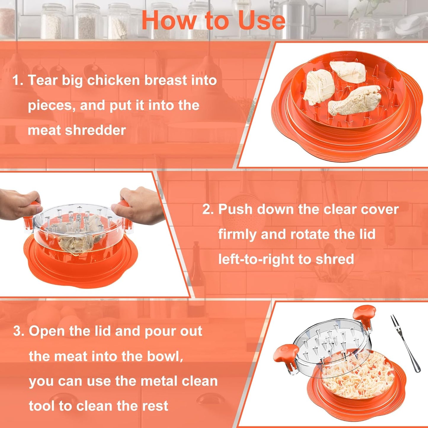 Pulled Chicken Shredder, Orange