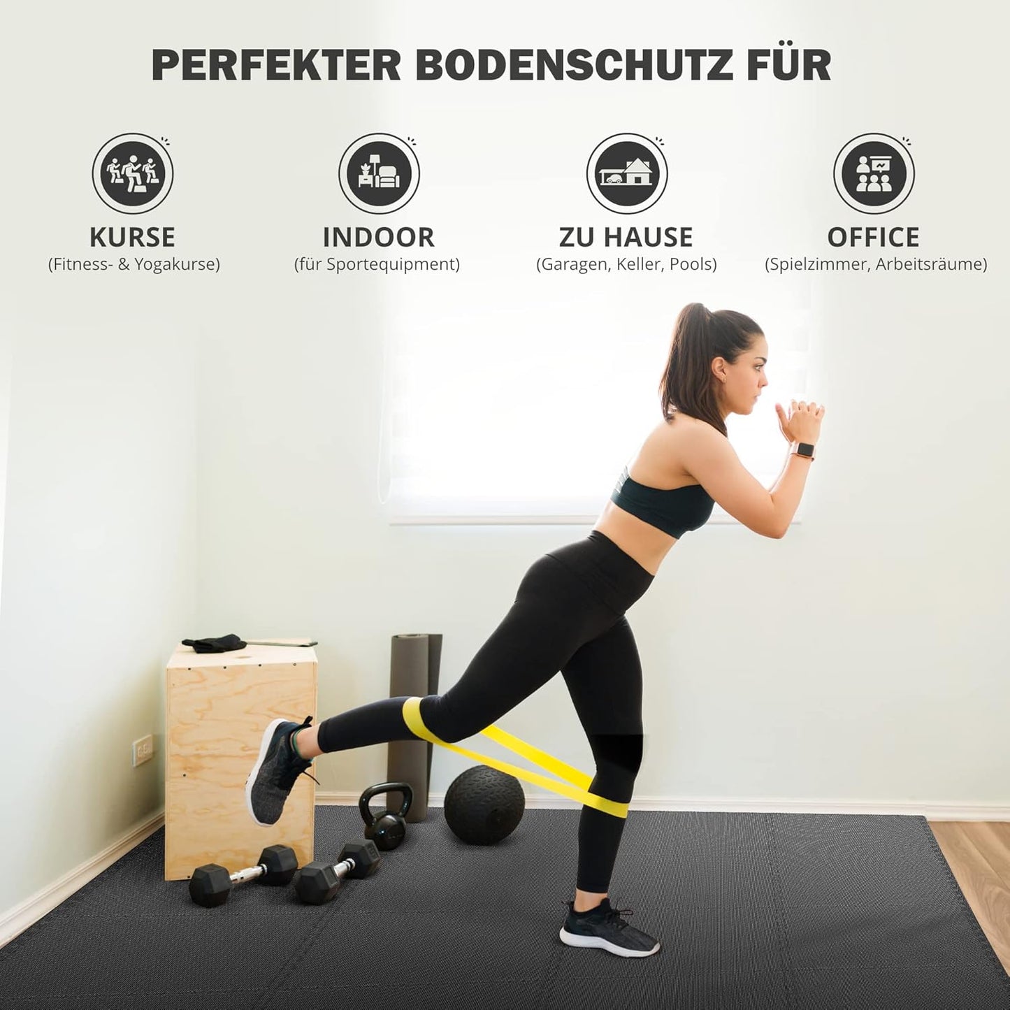 Gymnastikmatte Puzzlematte, Anthrazit | 18 Matten | 1,67 M² ; 32L x 32B x 1D cm