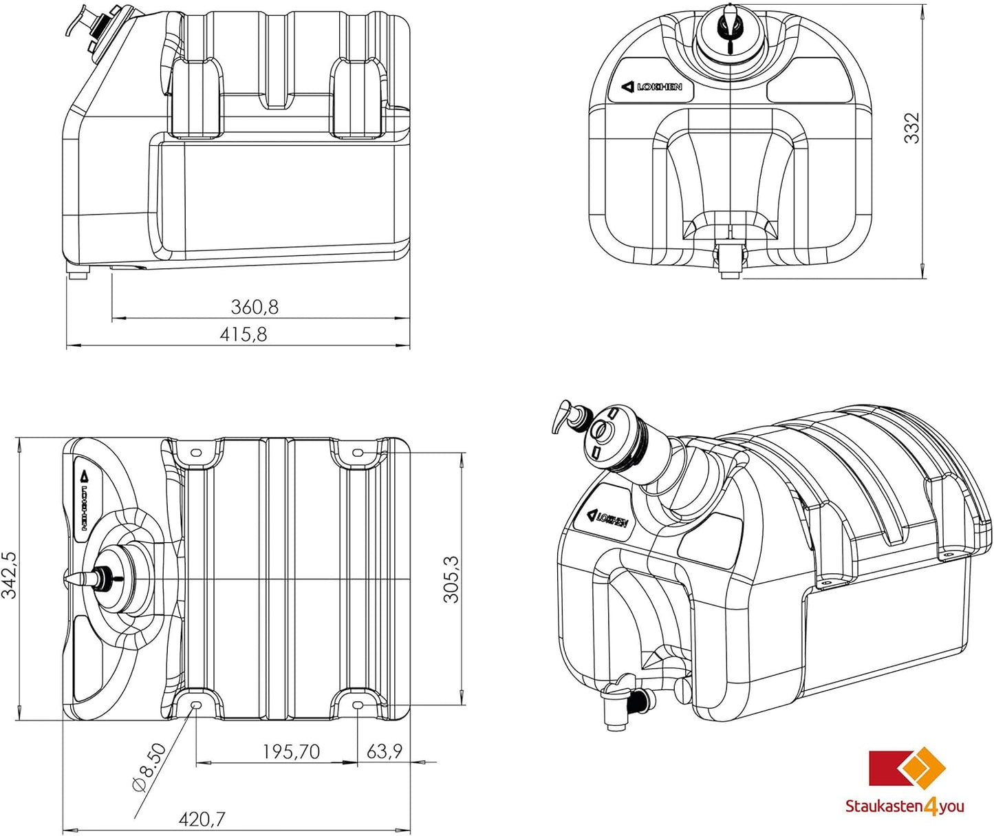 Waschwassertank mit Seifenspender, 30 Liter
