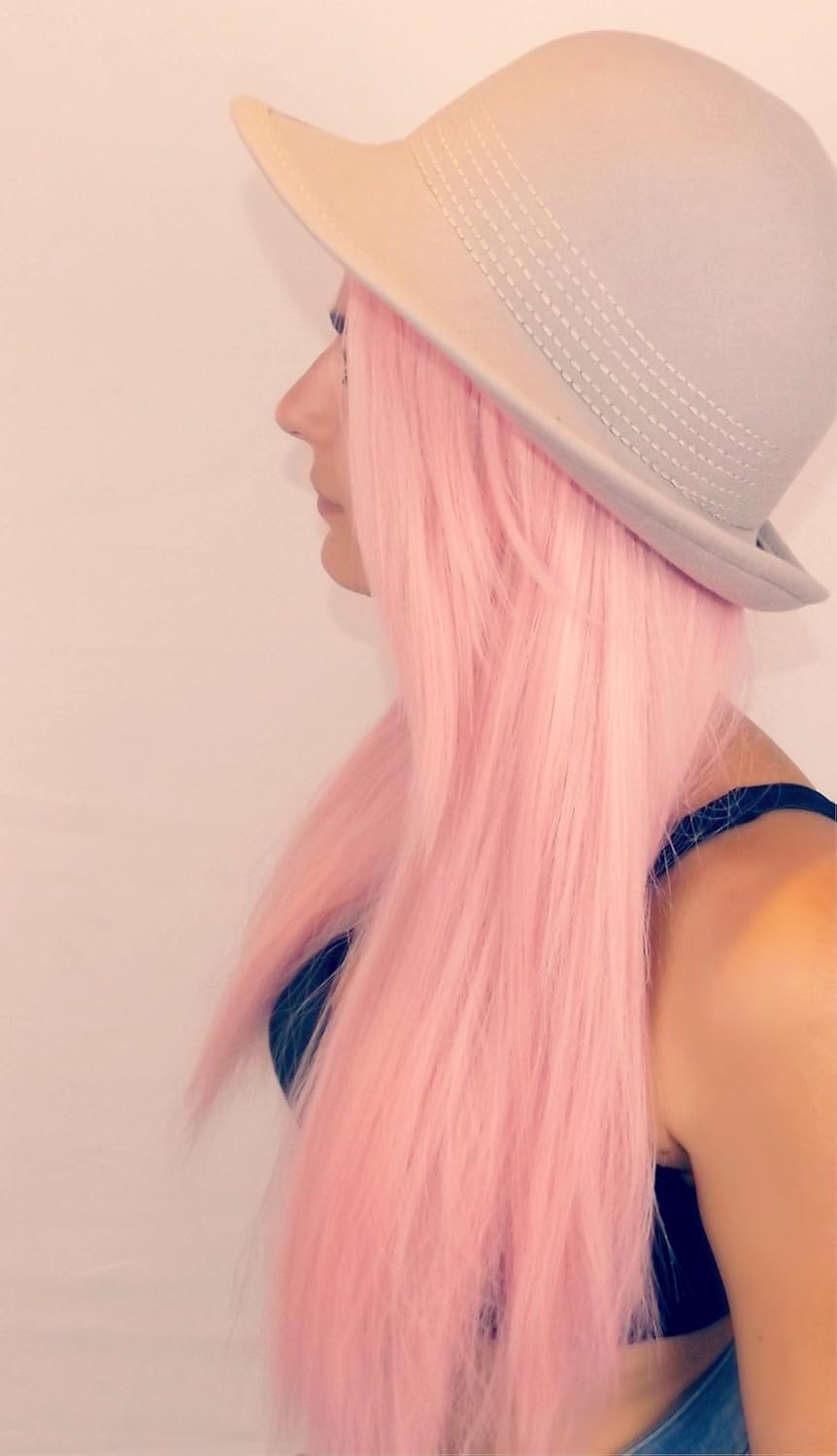 Märchenhafte Cosplay-Perücke, glatt, 60 cm, rosa