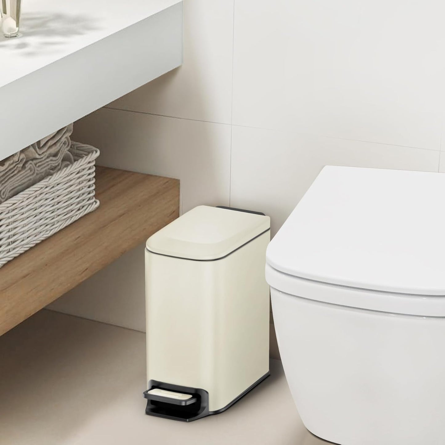 Kosmetikeimer mit Soft-Close Deckel, beige