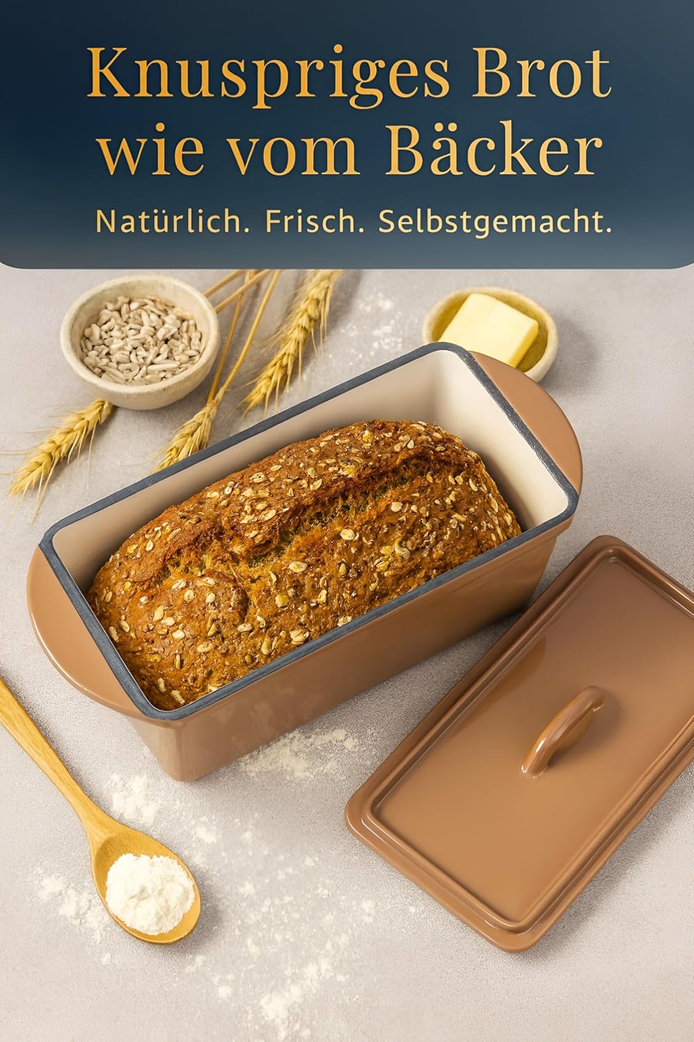 Gusseisen-Brotbackform mit Deckel, Mocha Mousse