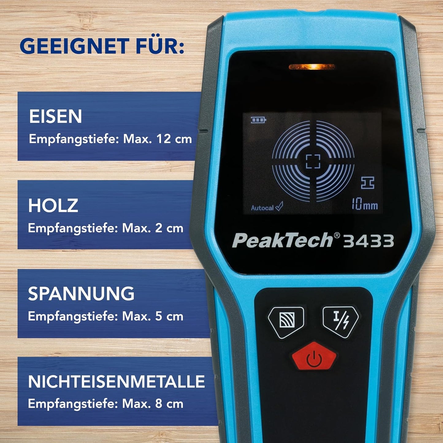P3433 Leitungssuchgerät mit Selbstkalibrierung und LED-Anzeige, Single