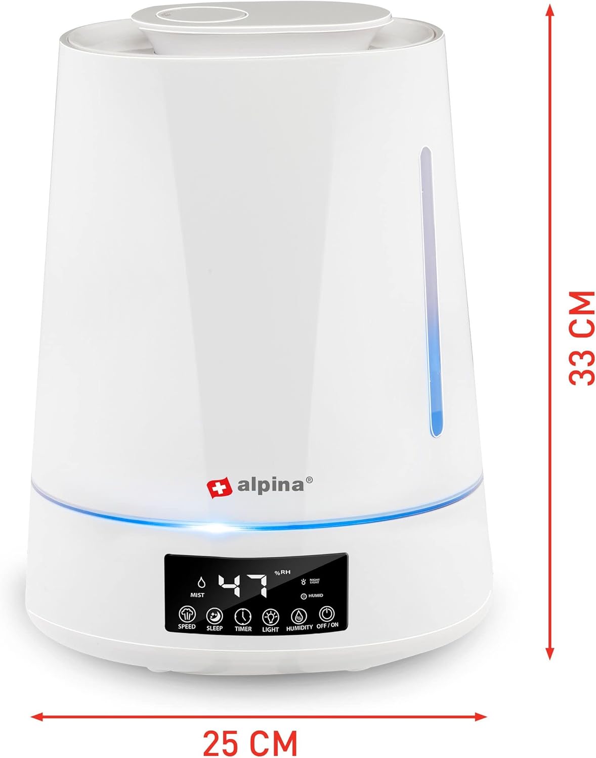 Jung Alpina Luftbefeuchter mit Aroma Diffuser und Fernbedienung, Weiss