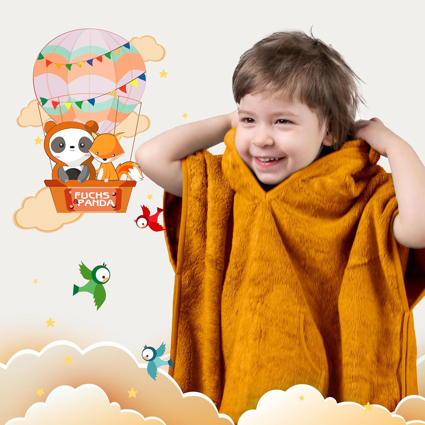 Badeponcho aus Bambus, Lehm-braun