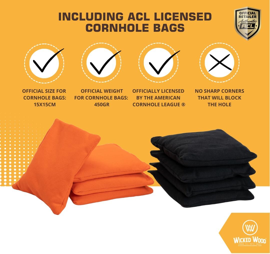 ACL-lizensiertes Cornhole-Set, Wicked Wood ACL REC Premium (15mm) 120x60 Cornhole Set