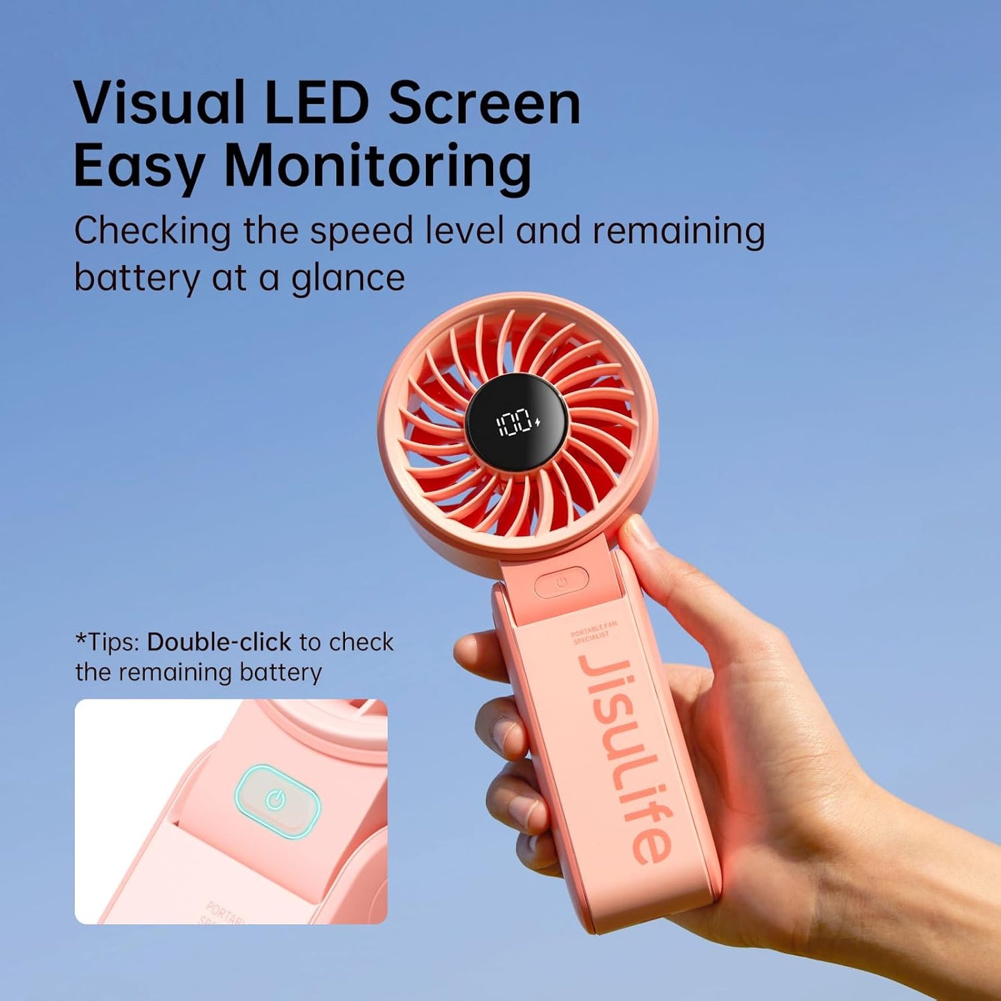 Tragbarer Mini-Ventilator, 5000mAh Rosa