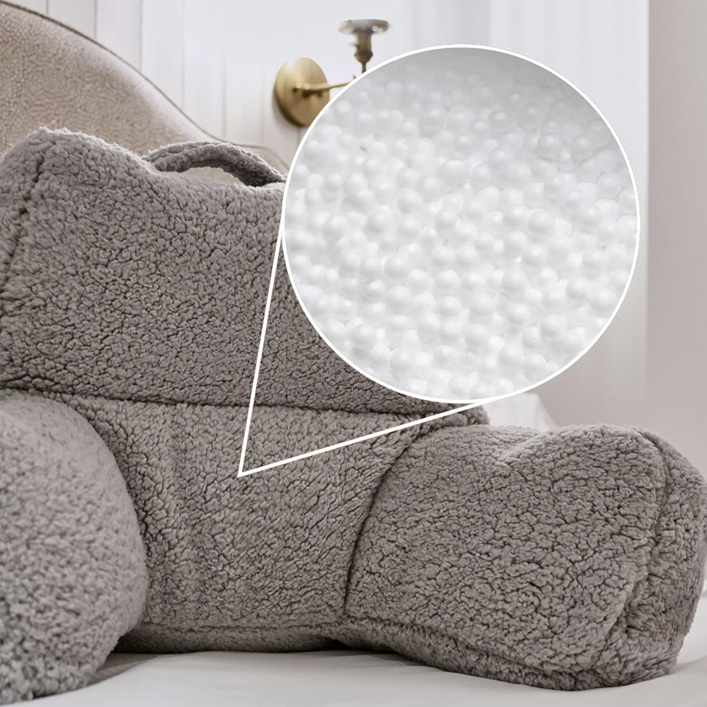Lesekissen mit Rückenlehne und Sitzsack-Füllung, 1er Pack Grau