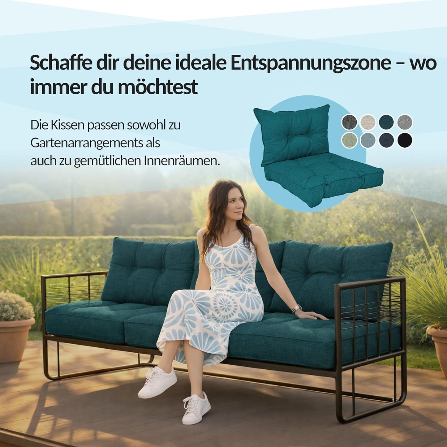 Loungekissen-Set für Stuhl & Rattanmöbel (2-teilig), Anthrazit 2er Set (50x50 + 50x40)