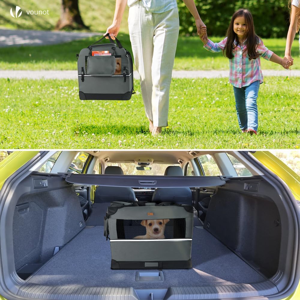 Faltbare Transportbox mit Griffen & Taschen, L 50 x B 35 x H 36 cm Grau