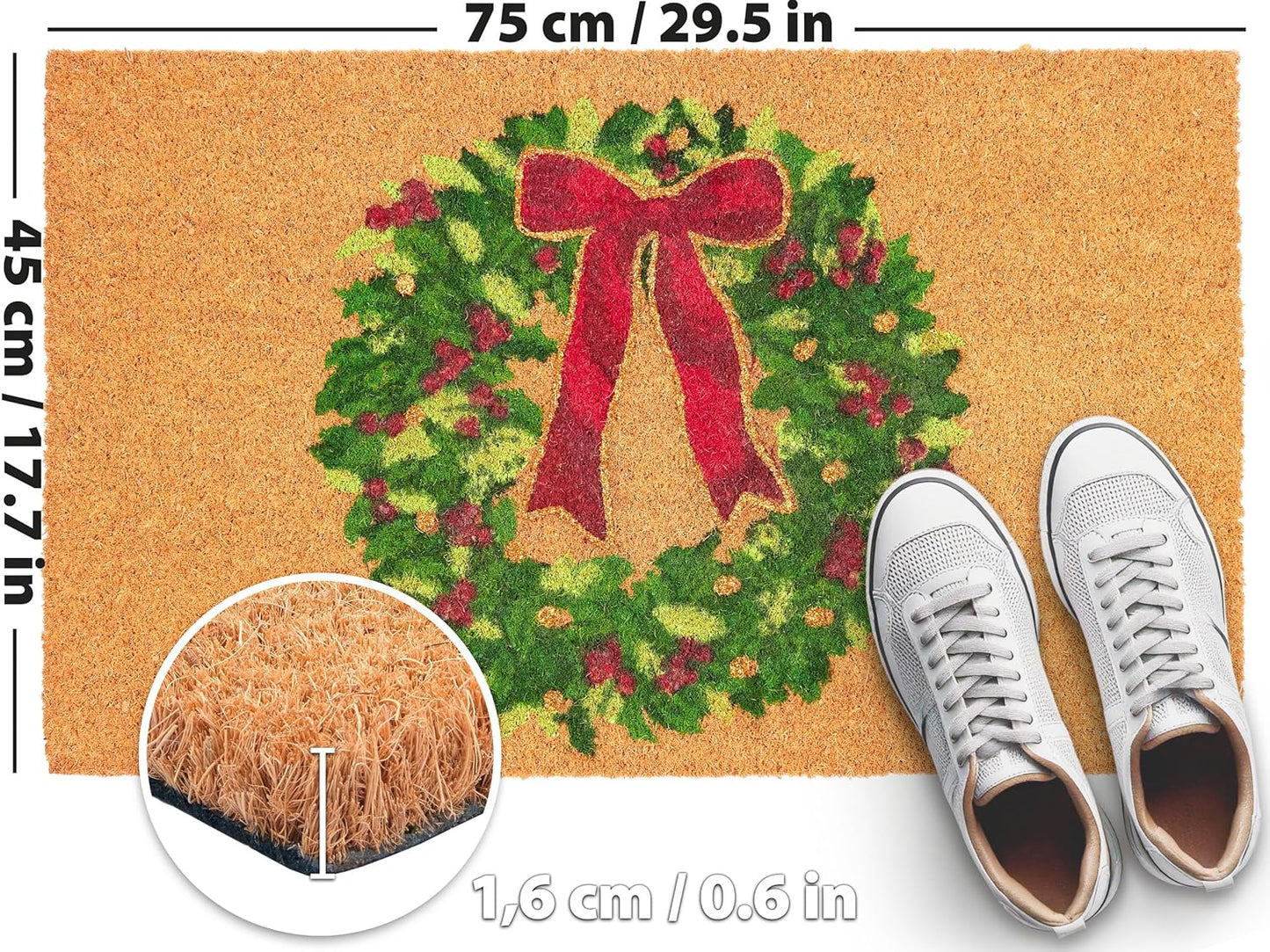 Weihnachtsfussmatte, 45 x 75 cm, Adventskranz