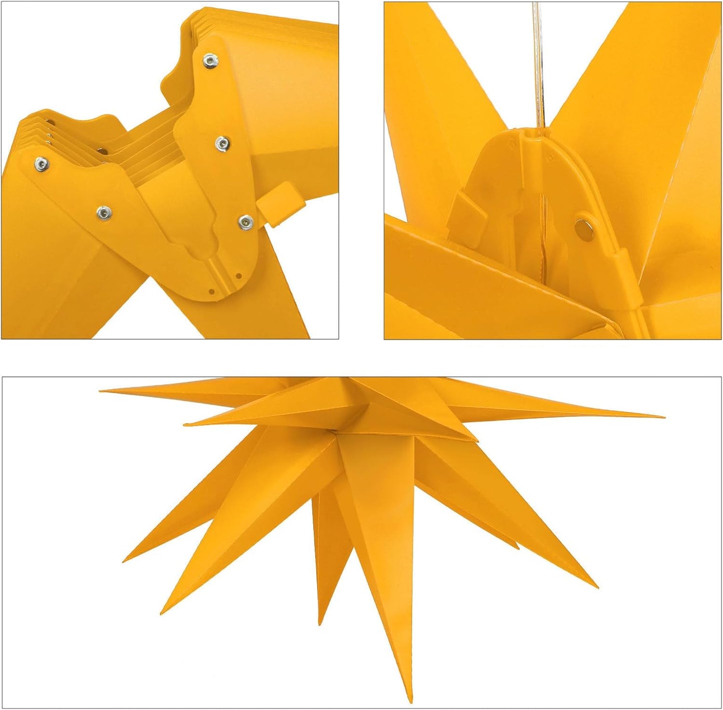 3D Weihnachtsstern mit Timer, Gelb 58cm