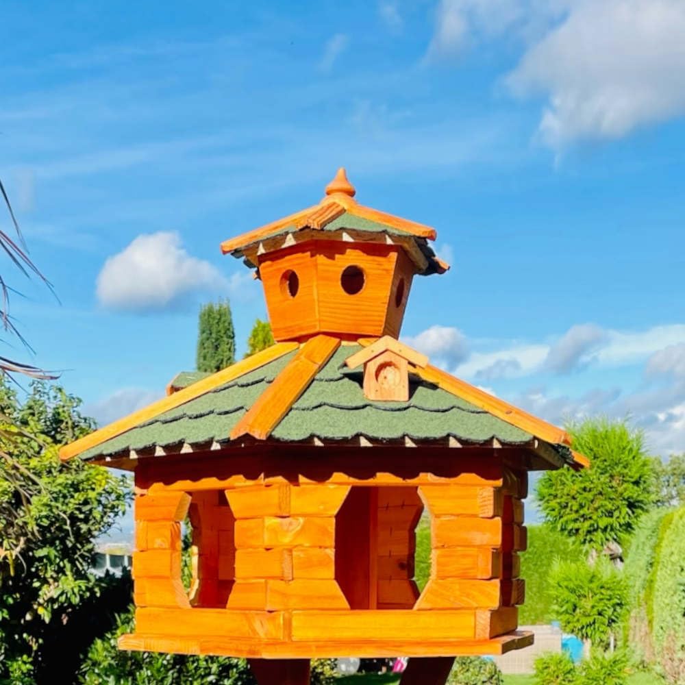 Holz Vogelhaus wetterfest XXL ohne Ständer, Grösse XXL ohne Ständer Grün - Braun