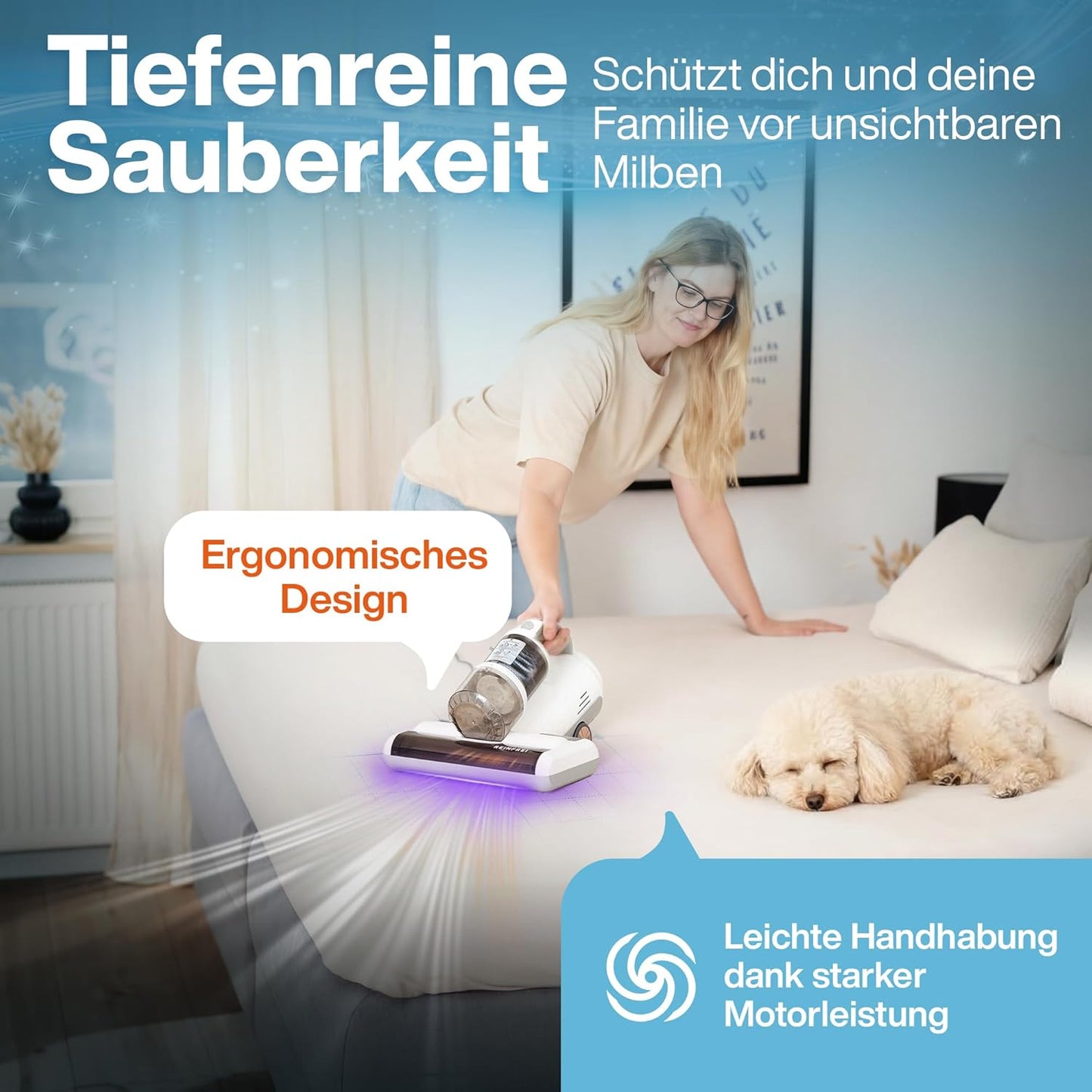 Matratzensauger gegen Milben mit Heissluft & Vibration