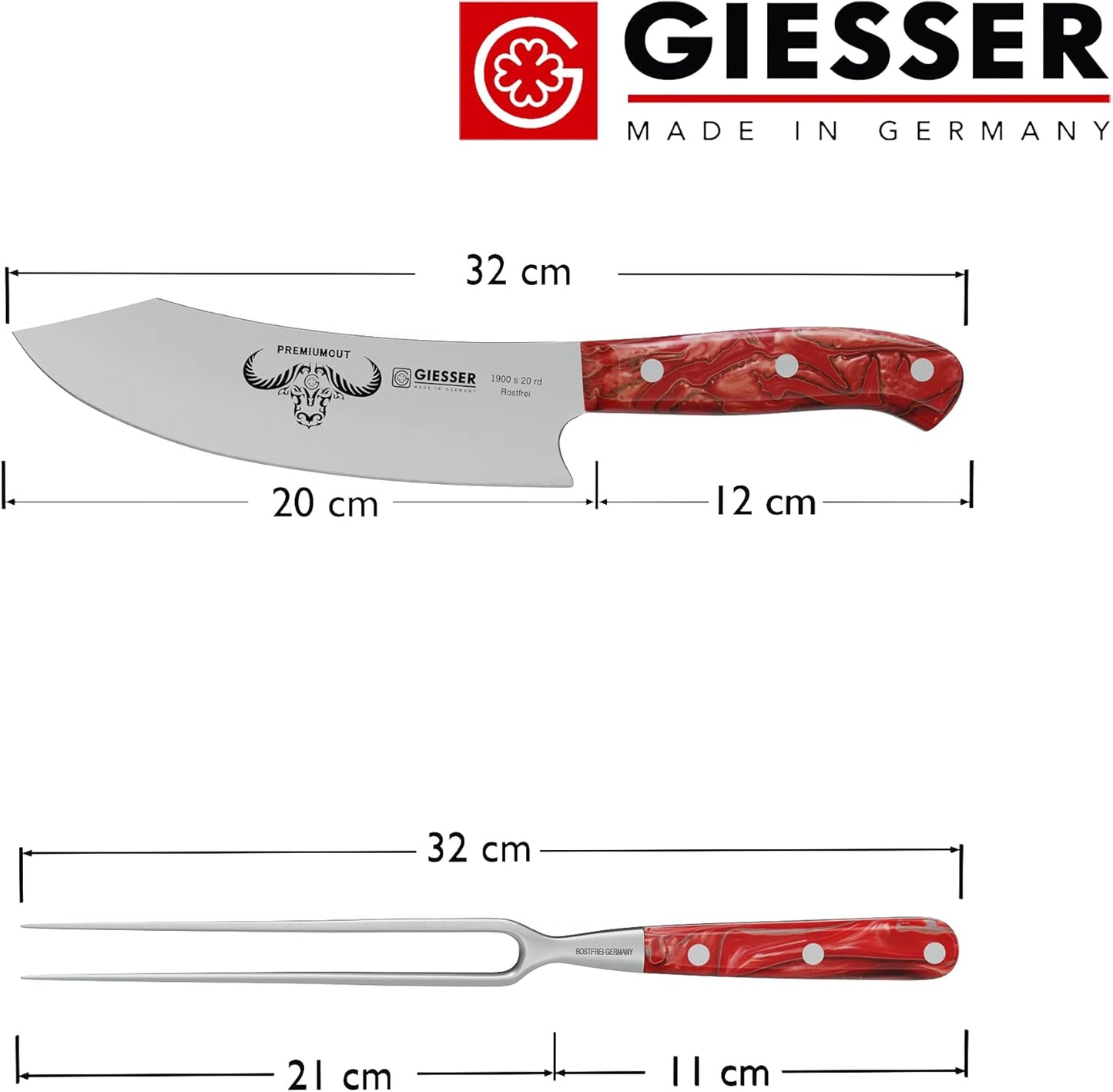 PremiumCut Tranchier-Set (2-teilig), Rot Tranchier Set