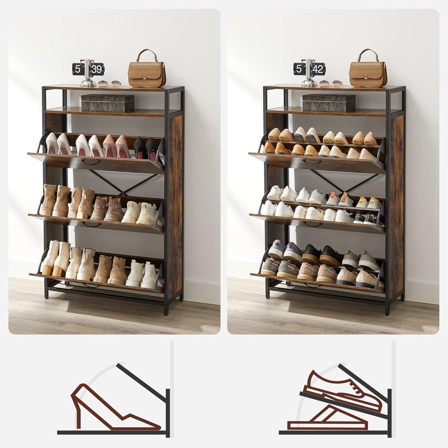 Schmaler Schuhkipper mit 3 Klappen, 3 Klappen (80L x 130H cm)