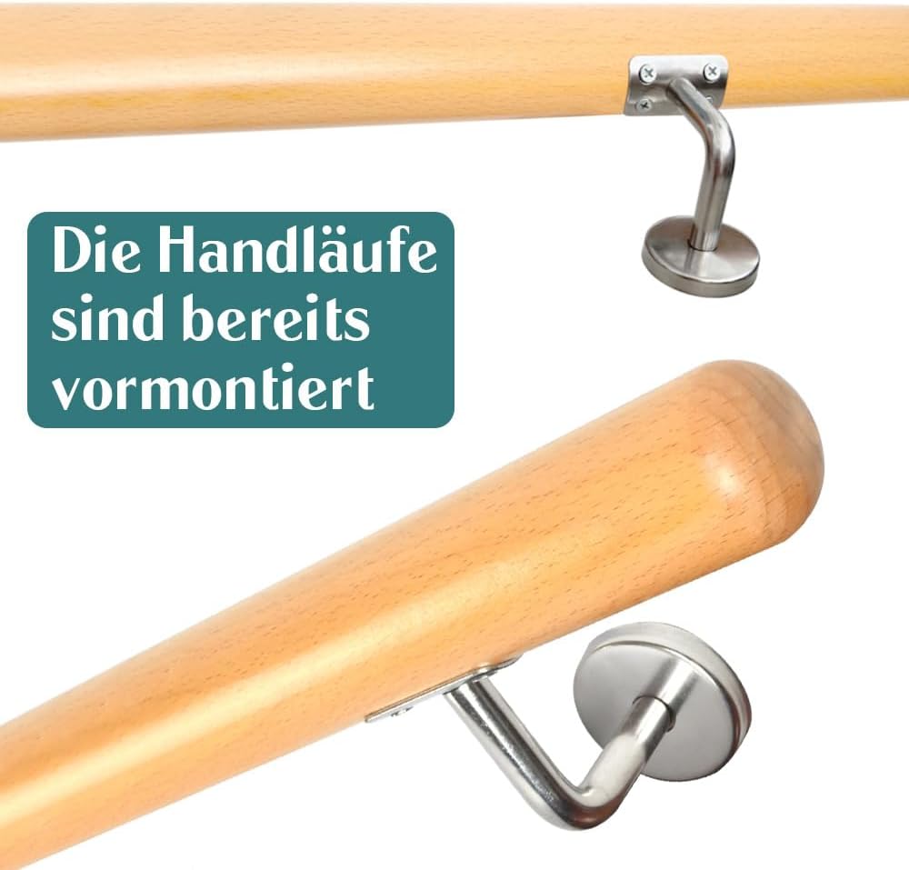 Holzhandlauf für Treppengeländer, 100 cm
