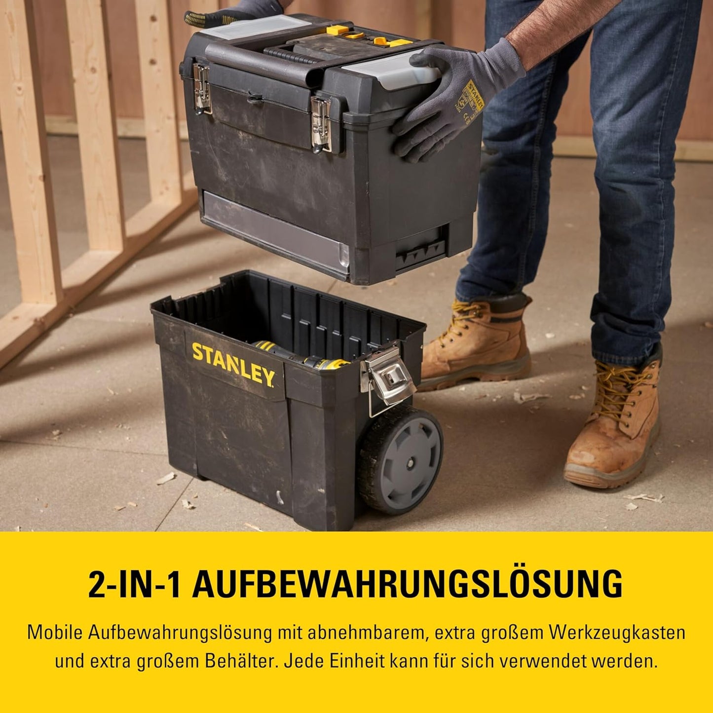 Rollbares Werkzeugboxen-Set, 1 Schwarz/Gelb