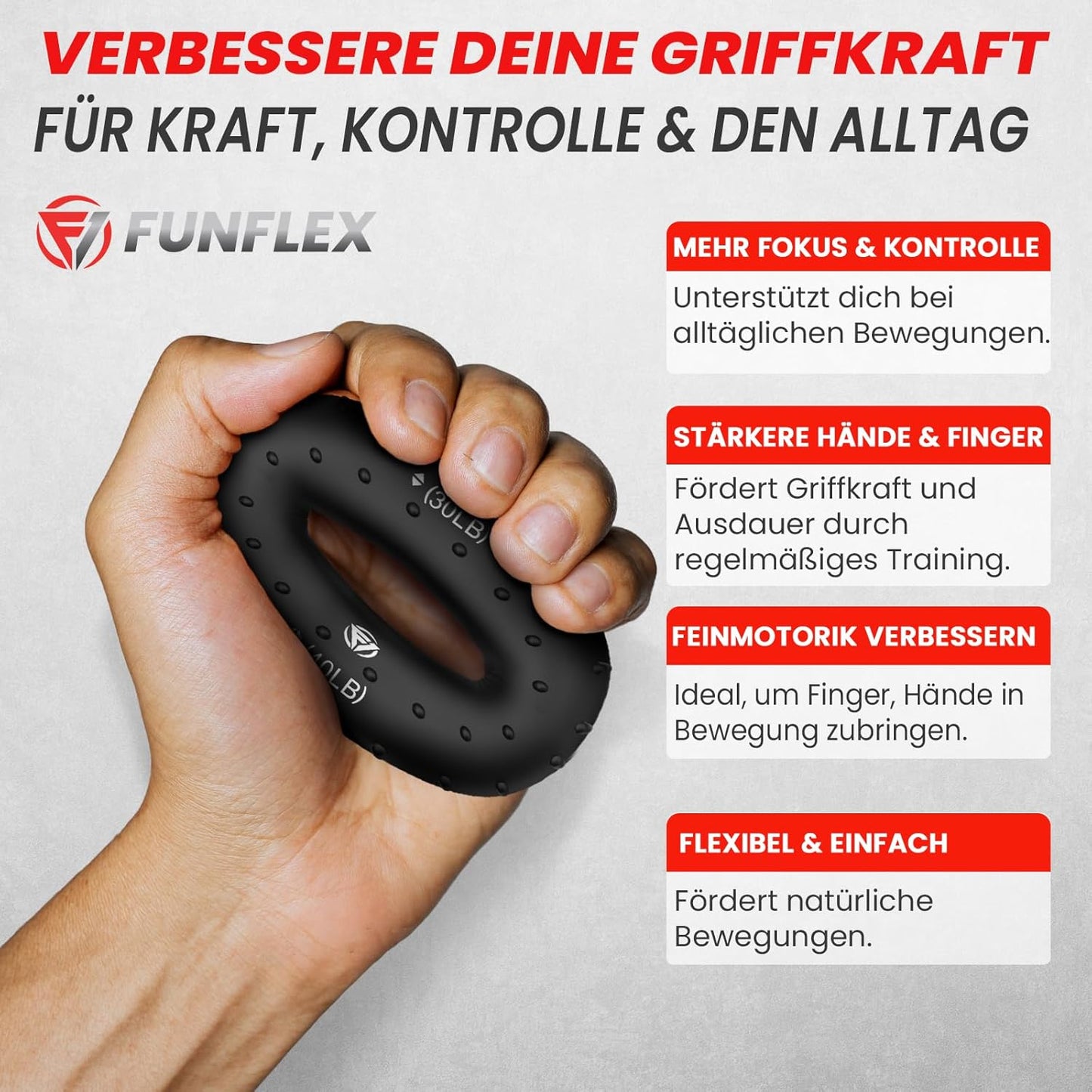 Handtrainer Set, Schwarz 3er Set